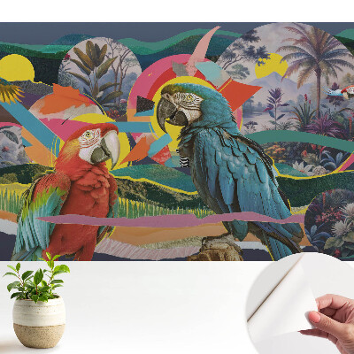 Öntapadós tapéta falra Színes papagájok trópusi környezetben