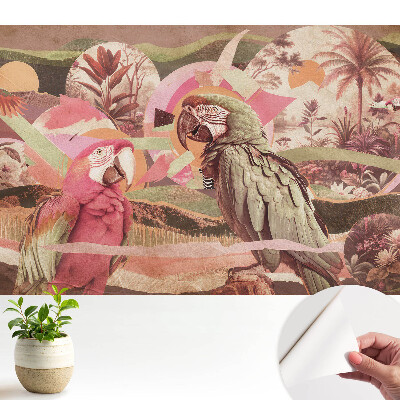 Tapéta Egzotikus papagájok és trópusi növényzet