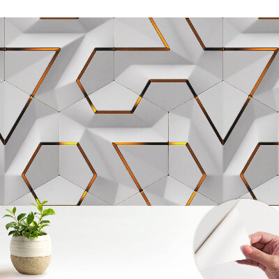 Dekor tapéta Geometrikus hatszögek sárga díszítéssel