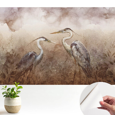 Öntapadós tapéta falra Két daru finom színekben