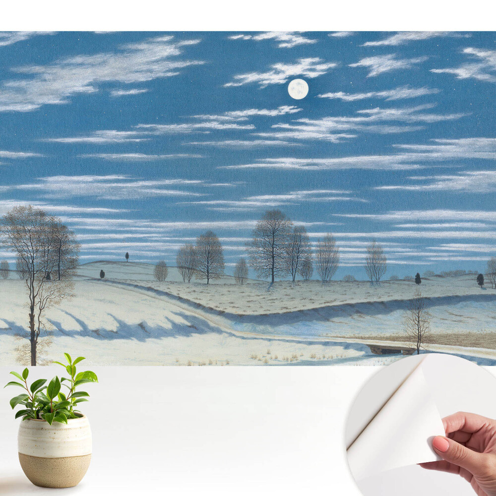Tapéta Egy hangulatos téli táj a hold alatt