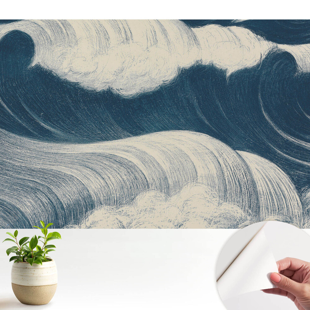 Öntapadó tapéta Hullámok sötétkék háttéren