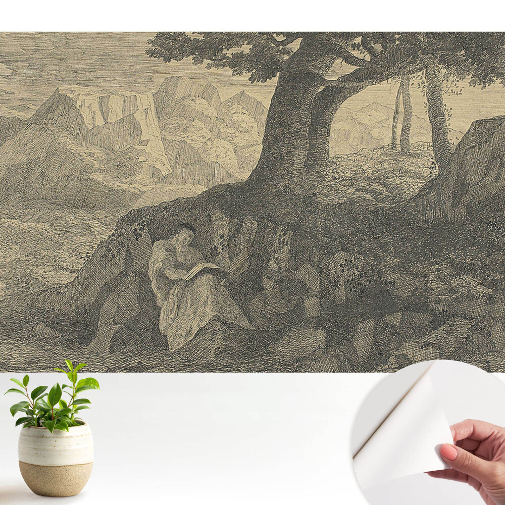 Öntapadós tapéta Hangulatos táj olvasása egy fa alatt