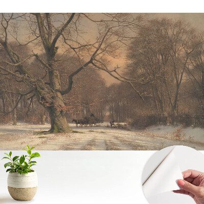 Modern tapéta téli erdő motívummal a békés, természetes hangulatért