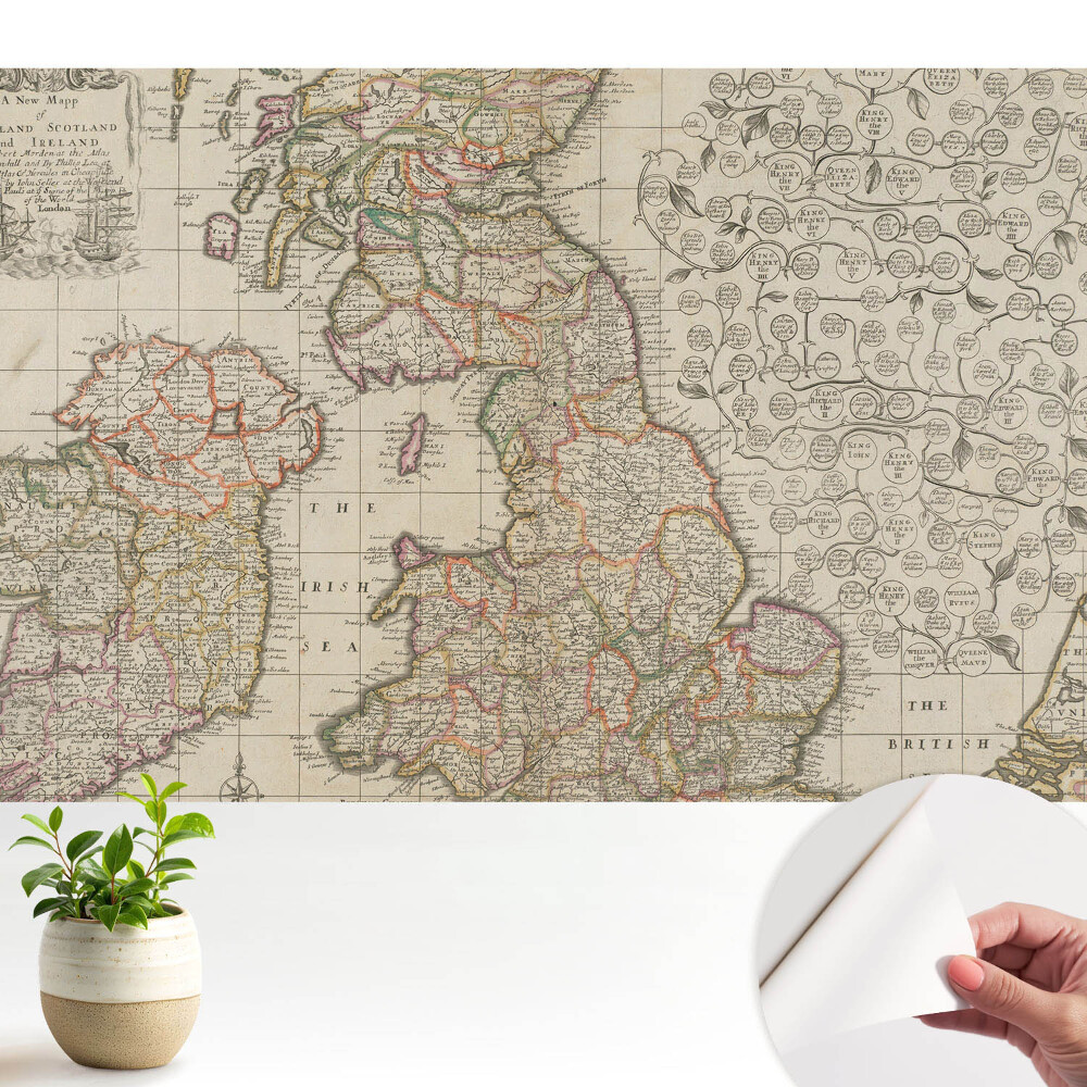 Tapéta A Brit-szigetek régi térképe részletesen.