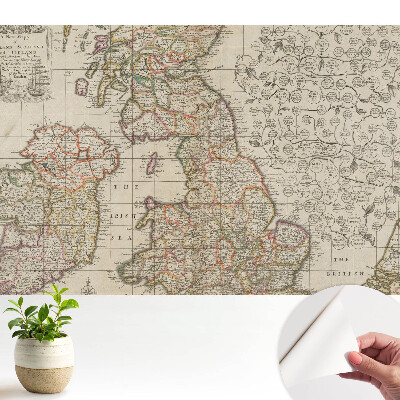 Tapéta A Brit-szigetek régi térképe részletesen.