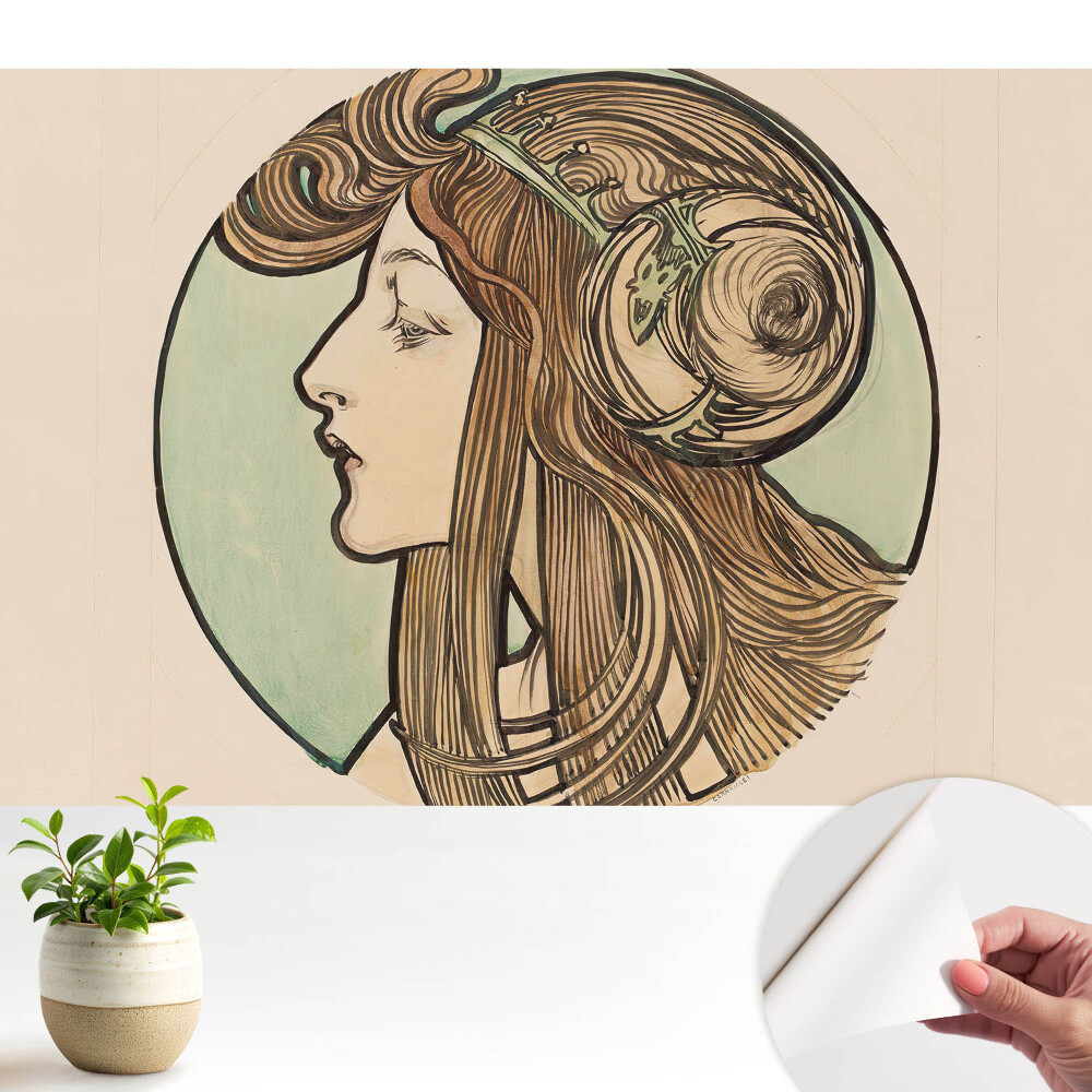 Dekor tapéta Elegáns szecessziós nő profilja