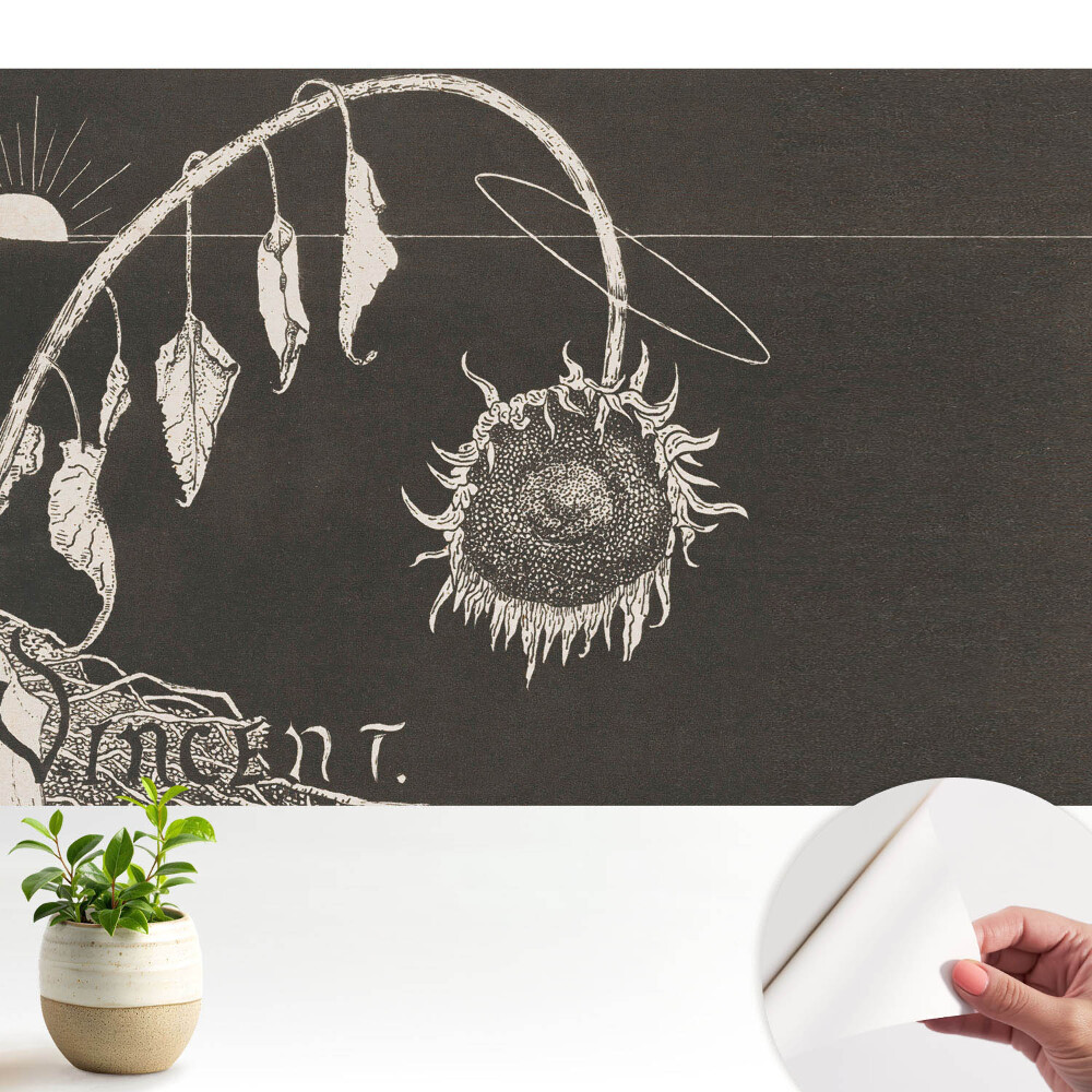 Dekor tapéta Hervadt napraforgó nosztalgikus vintage