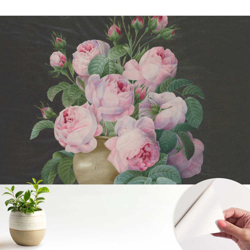 Modern tapéta Rózsaszín rózsák egy szürke vázában