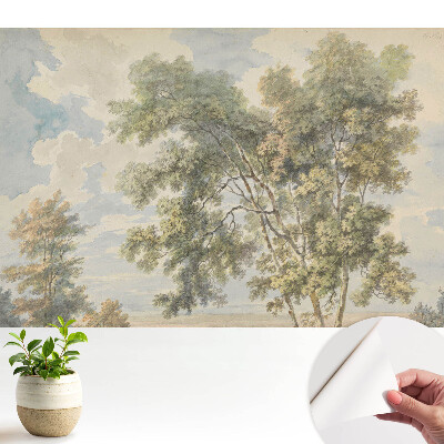 Öntapadó tapéta Egy nyugtató táj fákkal és égbolttal
