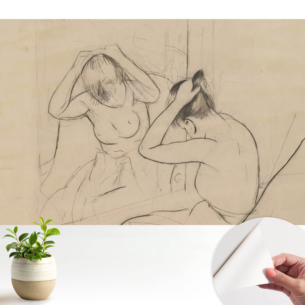 Öntapadós tapéta falra Nő a tükörnél