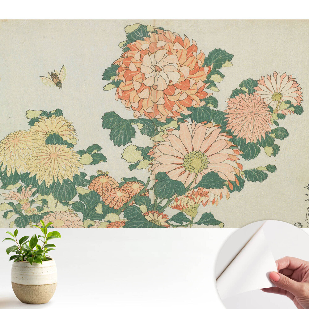 Öntapadós tapéta Krizantém virágok méh harmónia