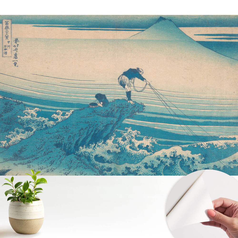 Öntapadó tapéta Halászok egy heggyel a háttérben.