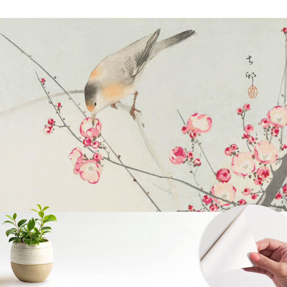 Öntapadós tapéta falra Japán madár és virágok