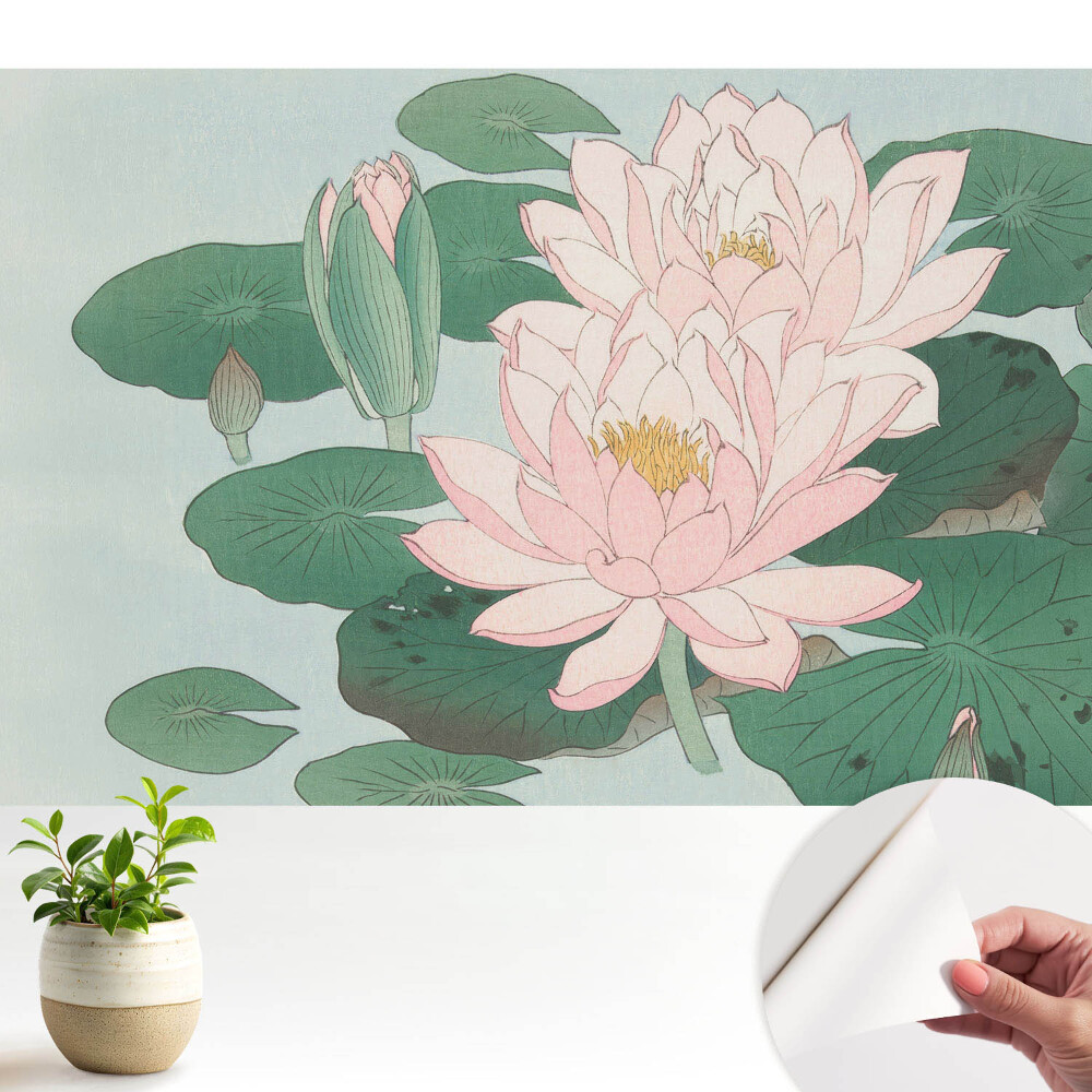 Modern tapéta Lótuszvirág zöld leveleken