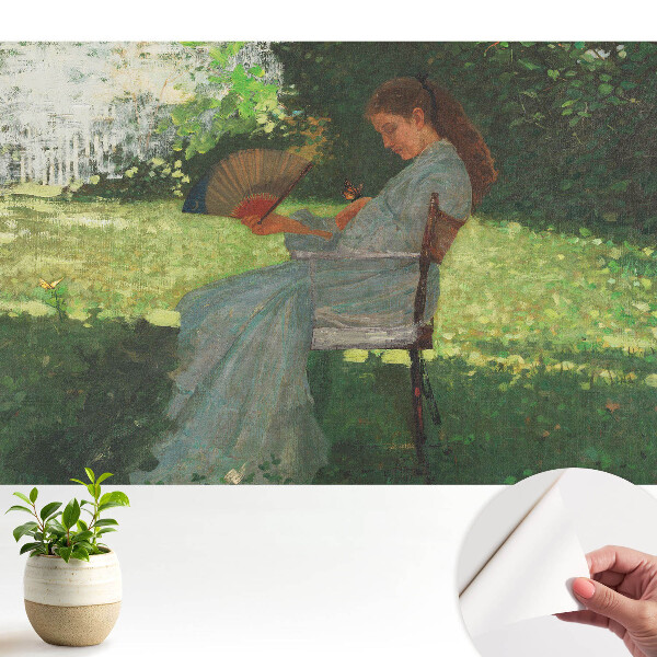 Modern tapéta Egy kerti ventilátoros nő harmóniát érez