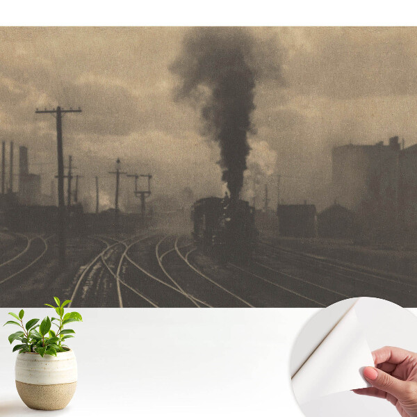 Öntapadós tapéta Ipari kompozíció vonattal és gyárakkal