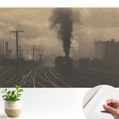 Öntapadós tapéta Ipari kompozíció vonattal és gyárakkal