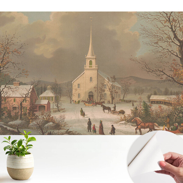 Öntapadó tapéta Téli zsánerjelenet