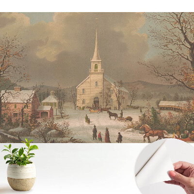 Öntapadó tapéta Téli zsánerjelenet