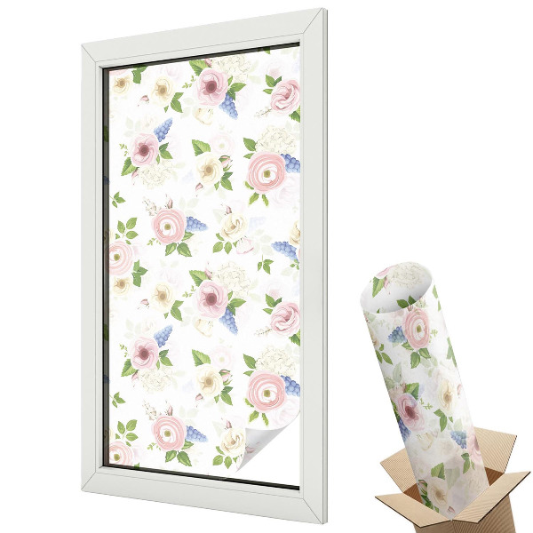 Öntapadós belátásgátló fólia ólomüveg Virágminta