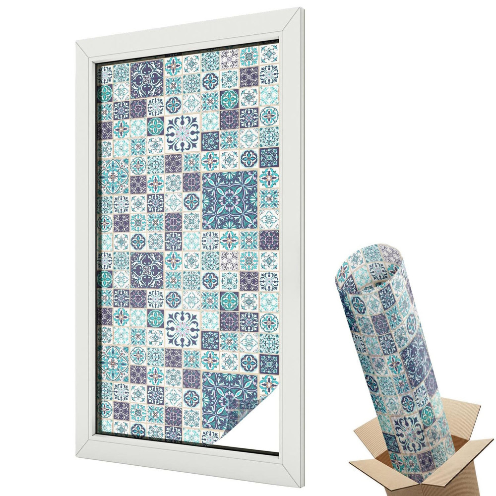 Fólia ablakra Virágos csempe