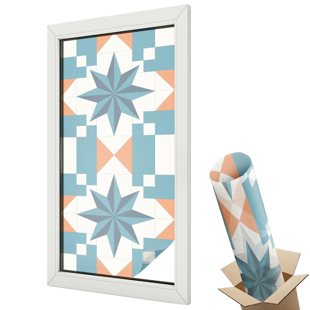 Öntapadós belátásgátló fólia ólomüveg Kék csillagok