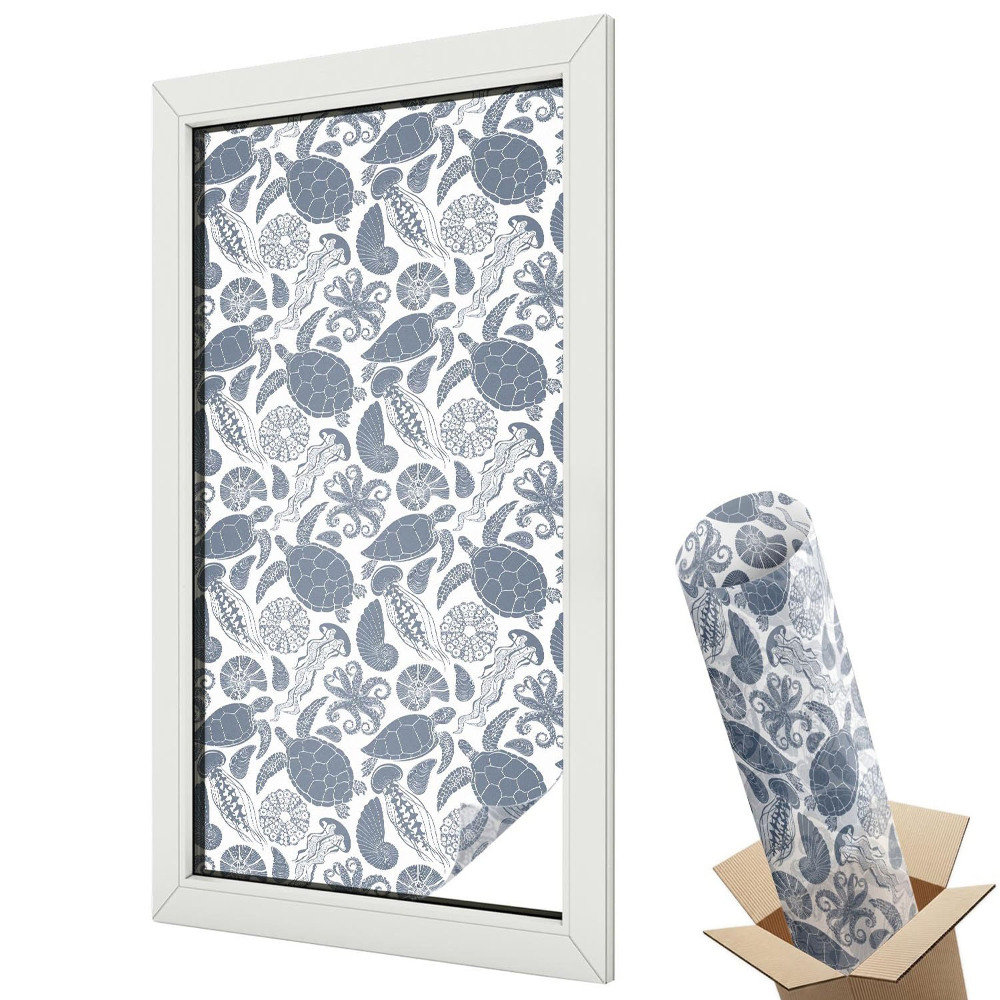 Öntapadós belátásgátló fólia ólomüveg Óceáni élet