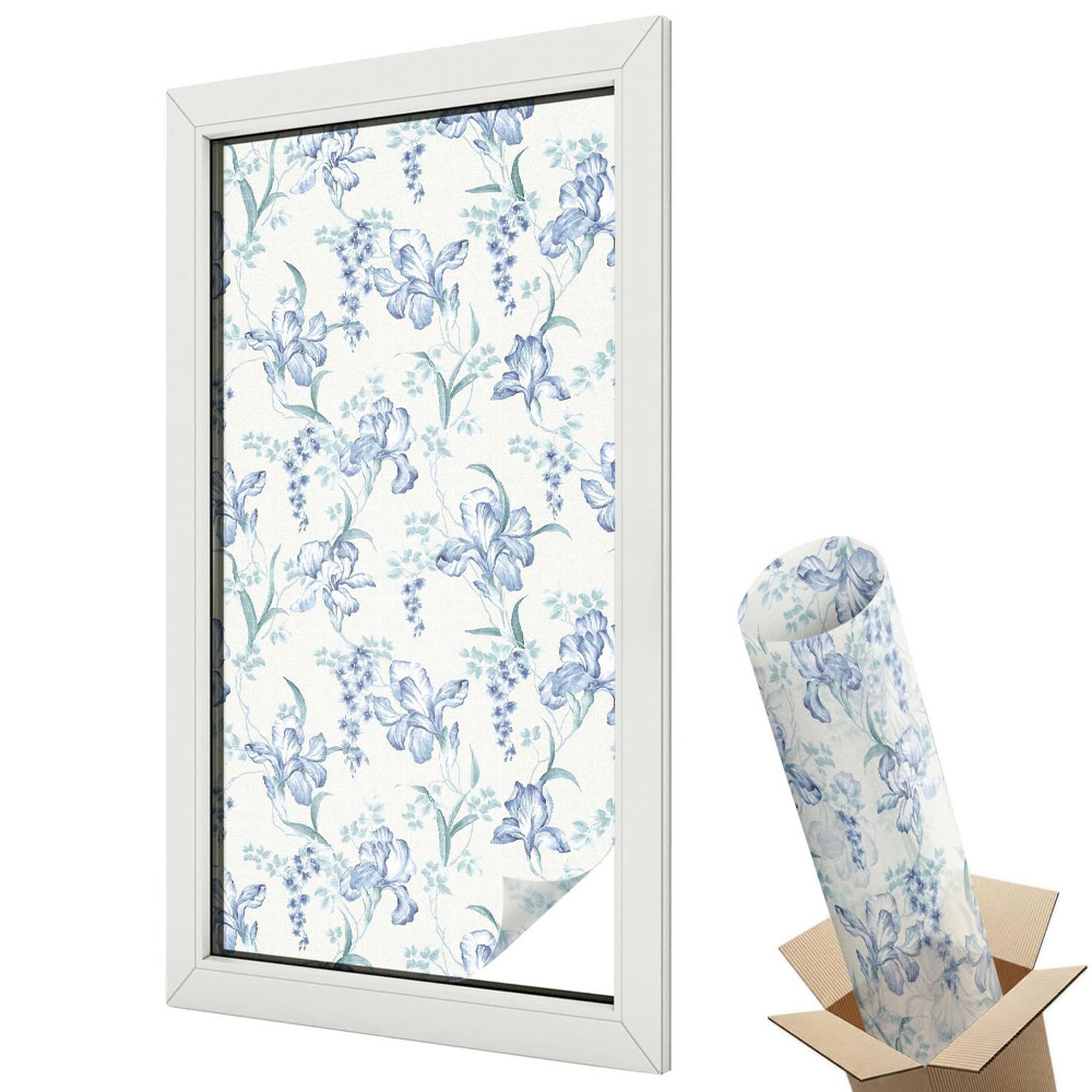 Belátásgátló ablakfólia dekoratív Kék virágok