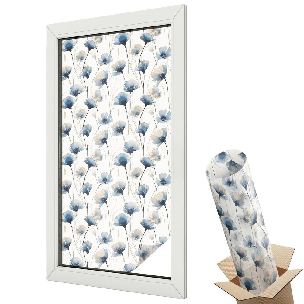 Belátásgátló ablakfólia dekoratív Kék virágok