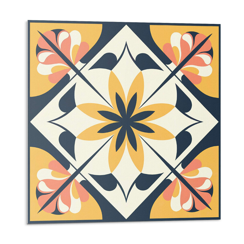 Vinyl csempe falra Virágminta rombuszban