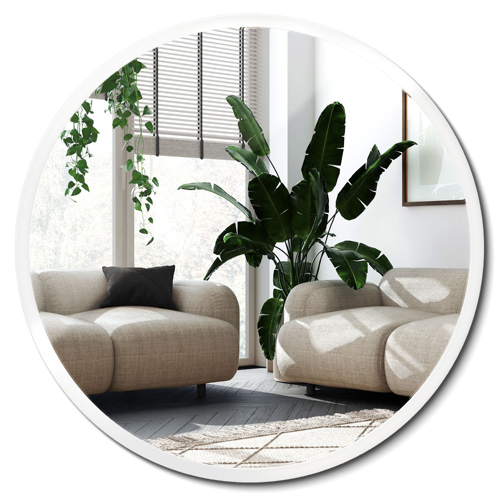Kerek tükör fehér kerettel