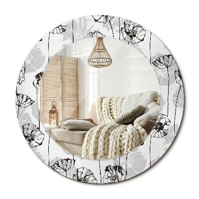 Kerek dekor tükör Mákvirágok