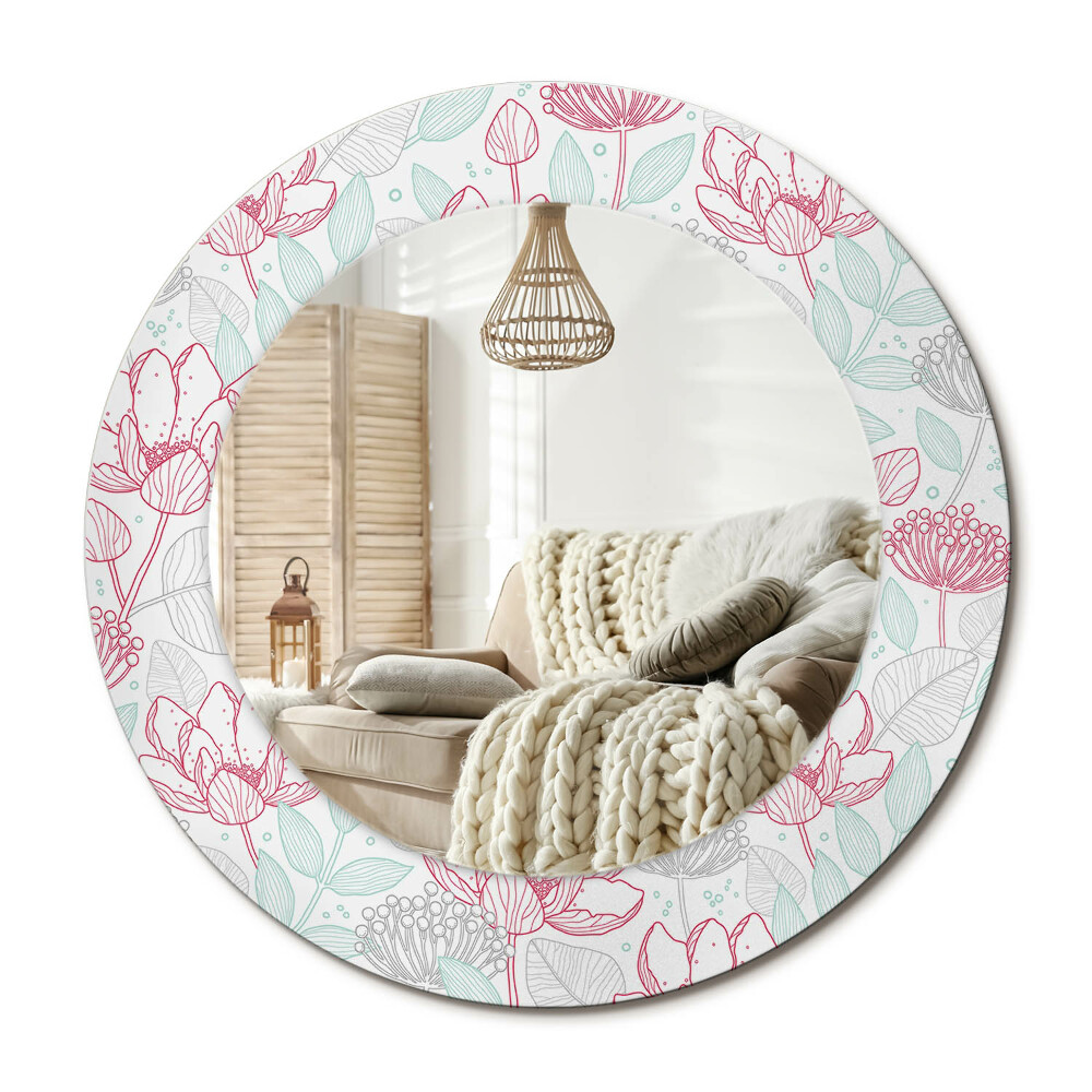 Kerek design tükör Virágok