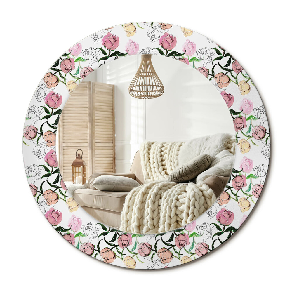 Kerek design tükör Bazsarózsa bimbók