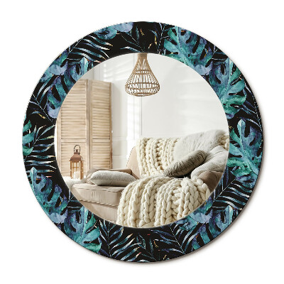 Kerek tükör dekoráció Egzotikus levelek