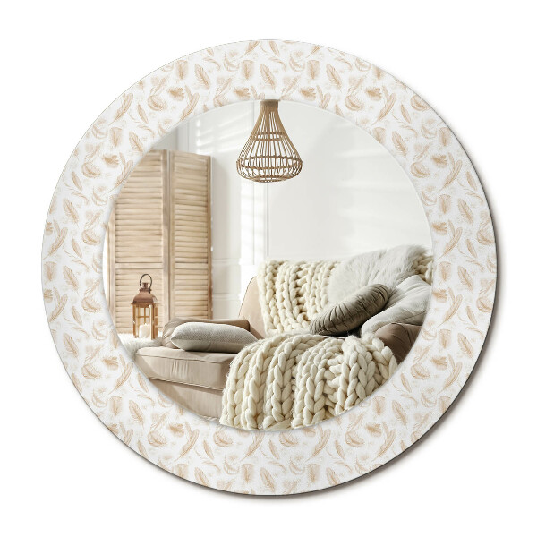 Kerek design tükör Madártollak