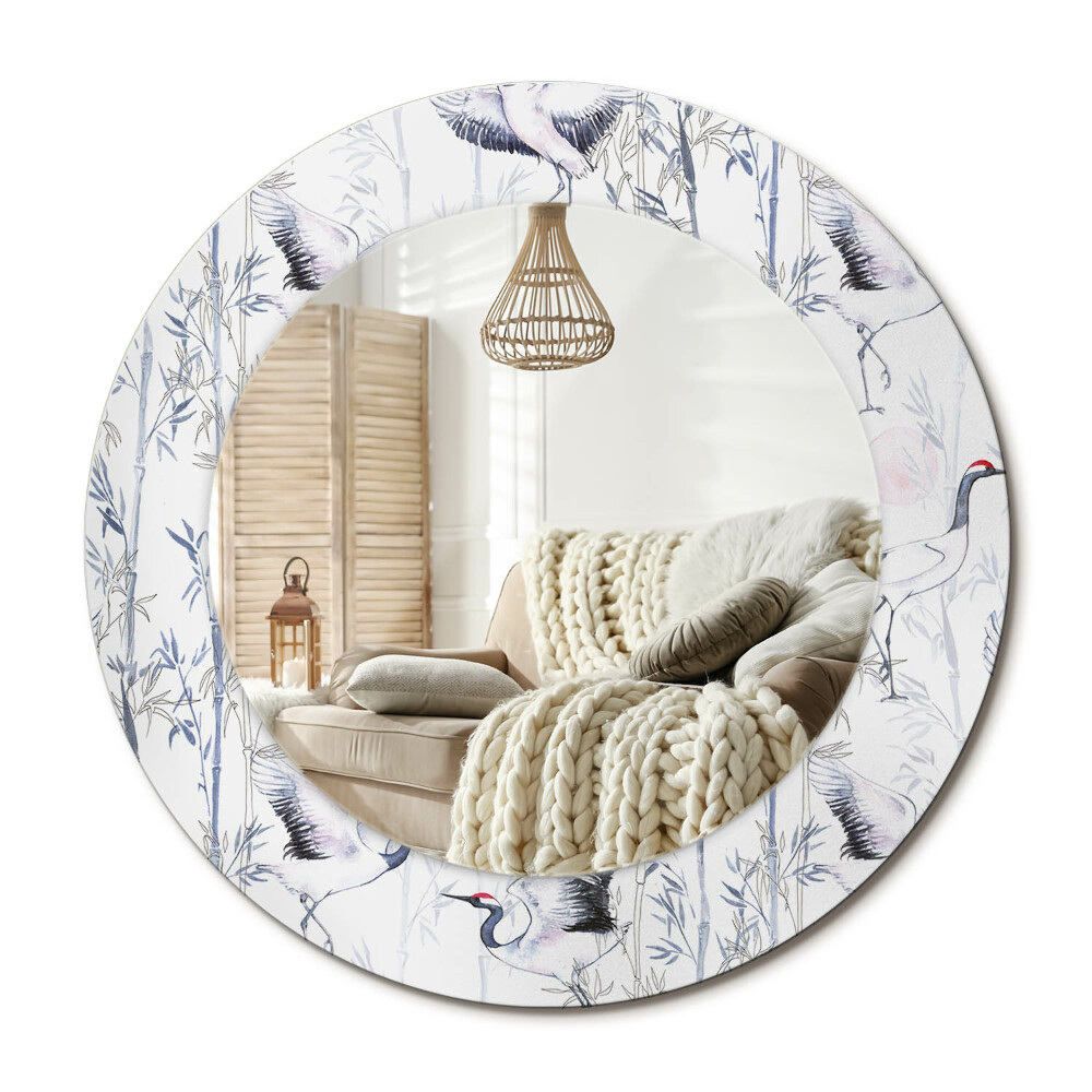 Kerek tükör dekoráció Daru madarak