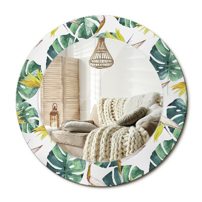 Kerek design tükör Trópusi levelek