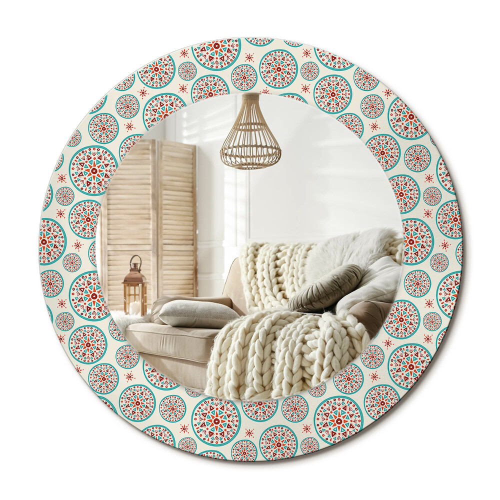 Kerek design tükör Boho minta