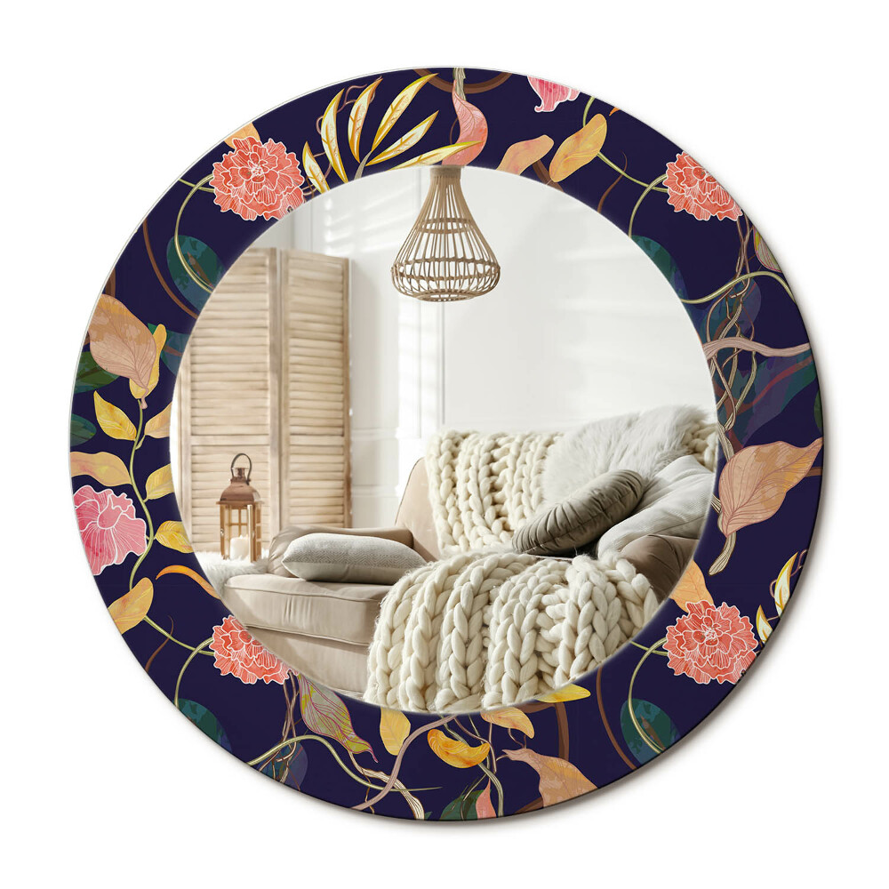 Kerek tükör dekoráció Akvarell növények