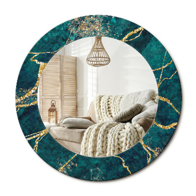 Kerek design tükör Zöld márvány