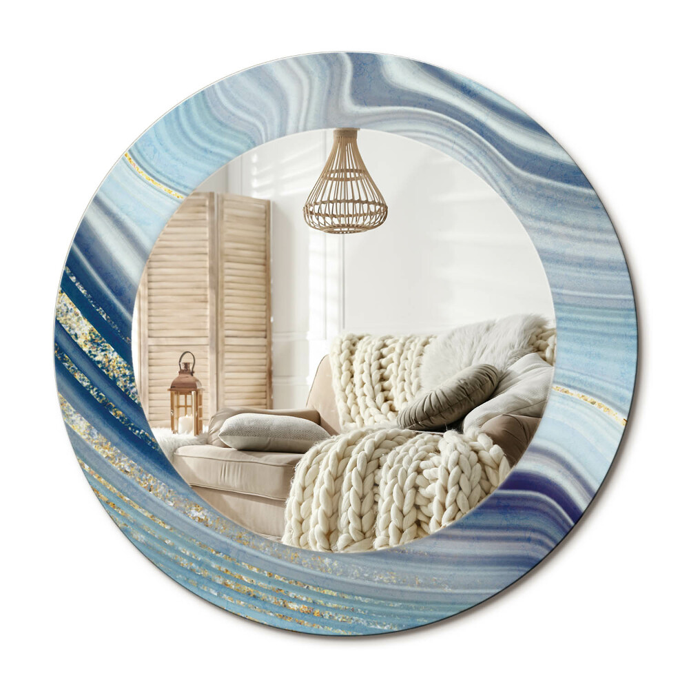 Kerek tükör dekoráció Kék márvány