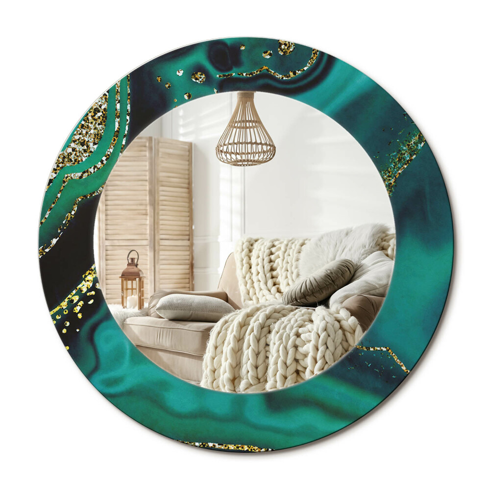 Kerek tükör dekoráció Smaragd márvány