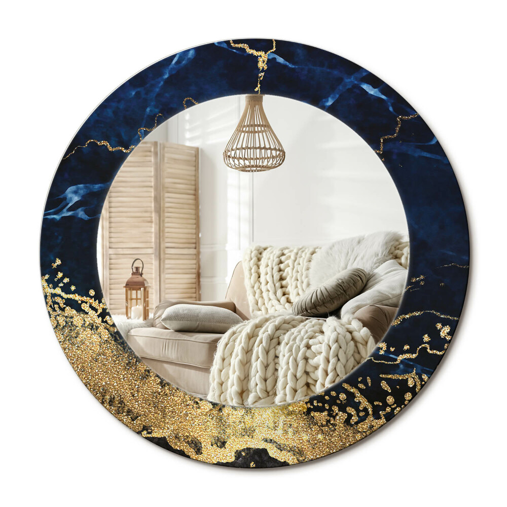 Kerek design tükör Kék márvány
