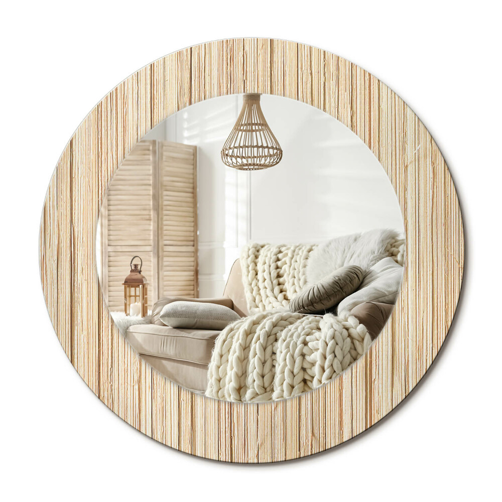 Kerek tükör dekoráció Bambusz szalma