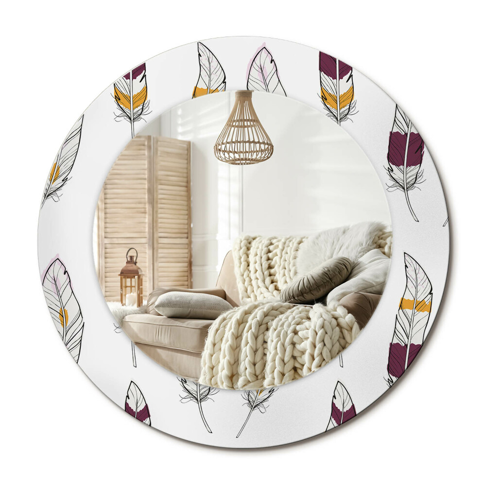 Kerek tükör dekoráció Tollak