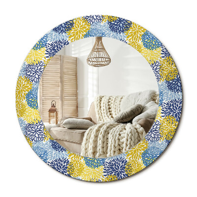 Kerek tükör dekoráció Kék virágok