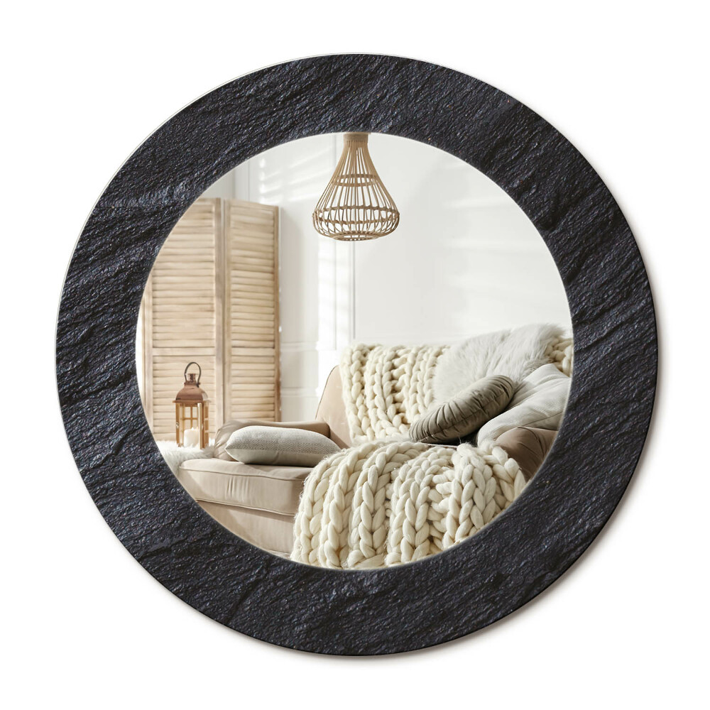 Kerek design tükör Fekete kő