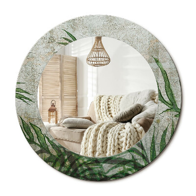 Kerek tükör dekoráció Páfrány levelek